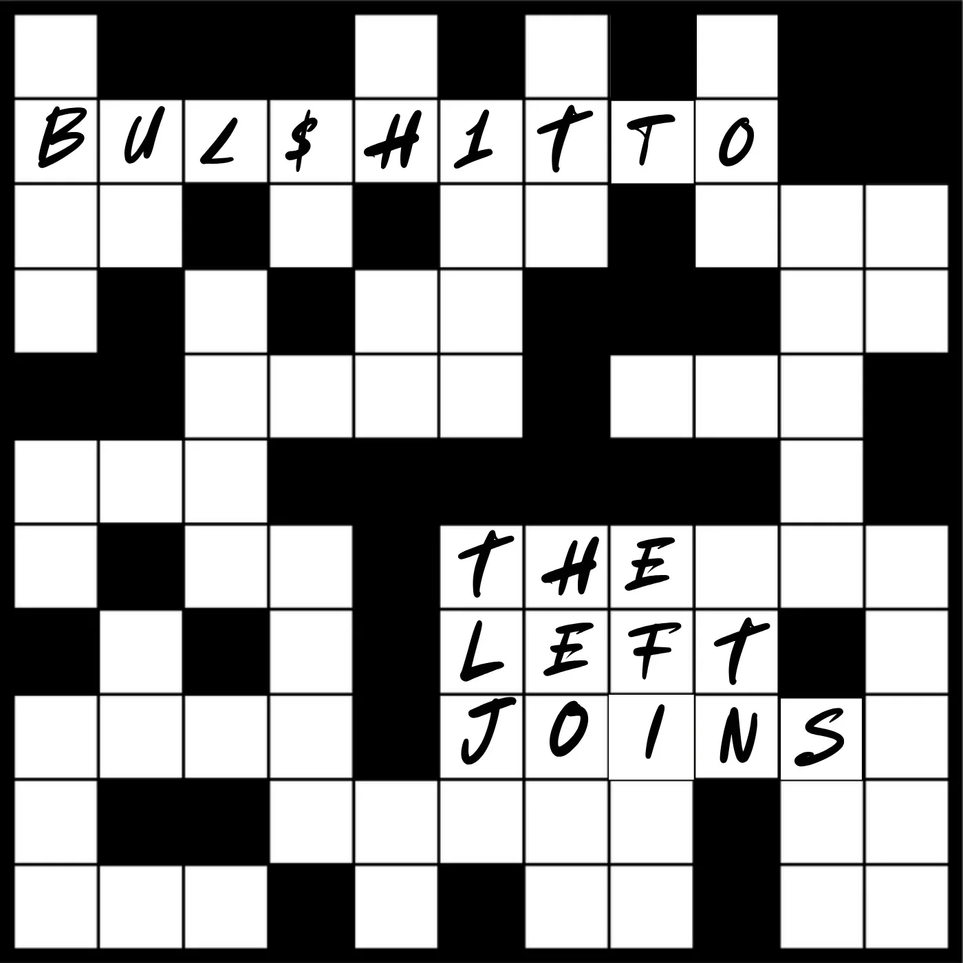 Single art for Bullshitto: a crossword grid spelling the title and the band’s name